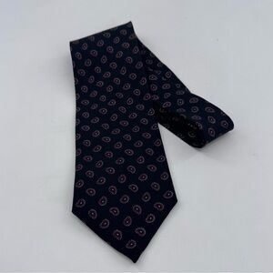 Vintage Crooks & Creed London Mens Necktie Black Paisley Print 100% Silk